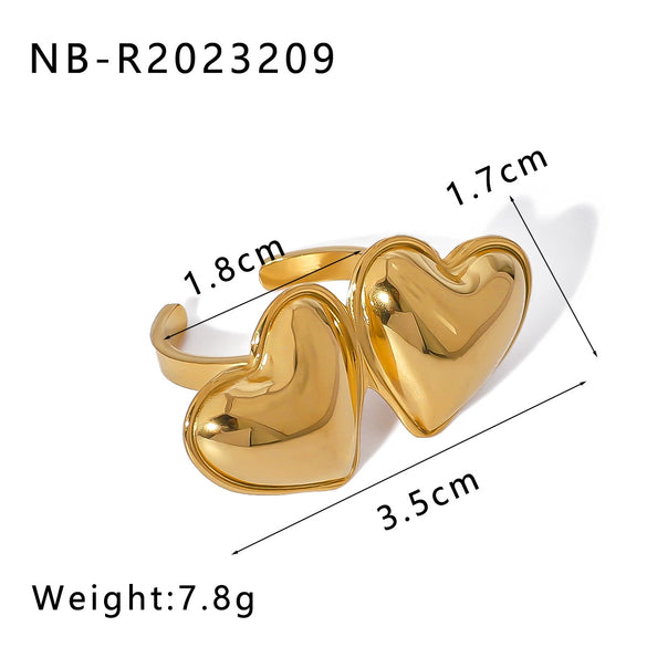 Wholesale Smooth Oversized Geometric Square Conch Stainless Steel Ring With 18K Furnace Vacuum Plating For Women