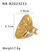 Wholesale Smooth Oversized Geometric Square Conch Stainless Steel Ring With 18K Furnace Vacuum Plating For Women