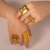 Wholesale Smooth Oversized Geometric Square Conch Stainless Steel Ring With 18K Furnace Vacuum Plating For Women