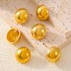 Wholesale Smooth Round Bean Shaped Niche Earrings In Titanium Steel With 18K Gold Plated Electroplating For Women