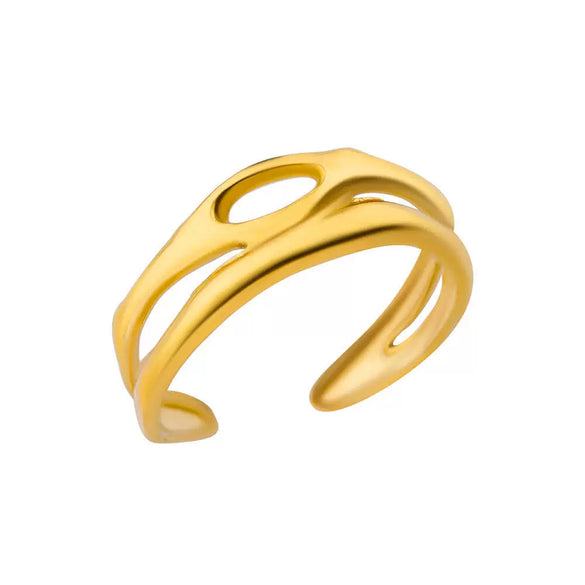 Wholesale Snake Clover Devil's Eye Ring Stainless Steel 18K Gold Plated Geometric Style Electroplating Unisex