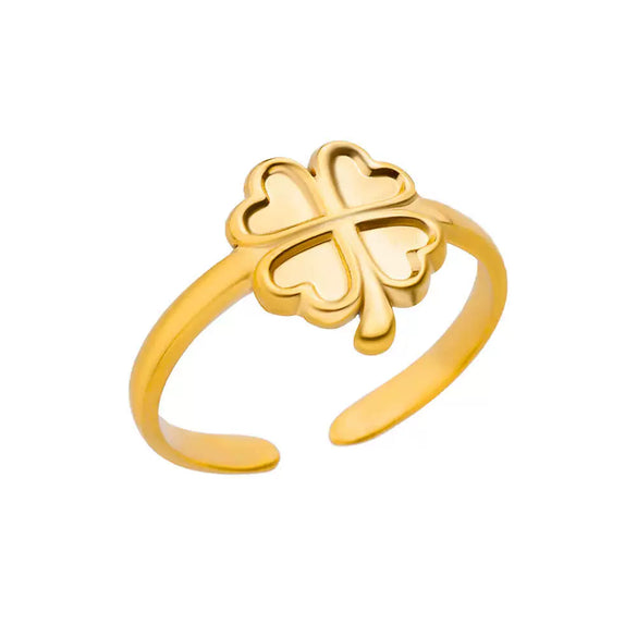 Wholesale Snake Clover Devil's Eye Ring Stainless Steel 18K Gold Plated Geometric Style Electroplating Unisex