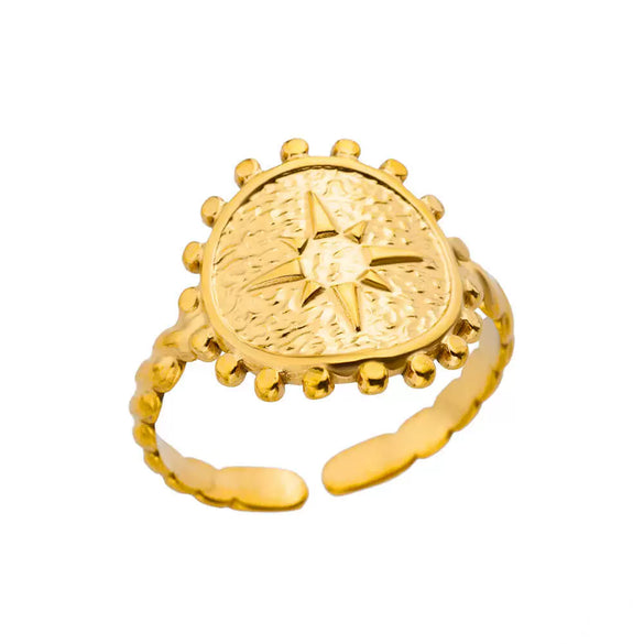 Wholesale Snake Clover Devil's Eye Ring Stainless Steel 18K Gold Plated Geometric Style Electroplating Unisex