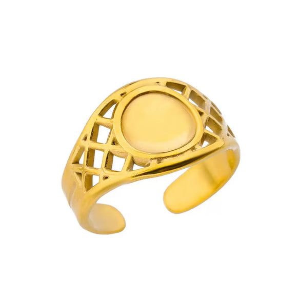 Wholesale Snake Clover Devil's Eye Ring Stainless Steel 18K Gold Plated Geometric Style Electroplating Unisex