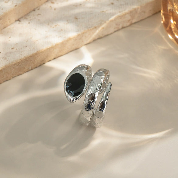 Wholesale Snake Geometric Ring High End Non Fading Adjustable Stainless Steel Hand Jewelry With Electroplating For Women