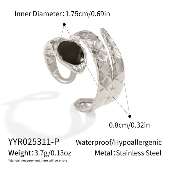 Wholesale Snake Geometric Ring High End Non Fading Adjustable Stainless Steel Hand Jewelry With Electroplating For Women