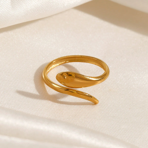 Wholesale Snake Ring Stainless Steel 18K Gold Plated Animal Zodiac Style For Ladies