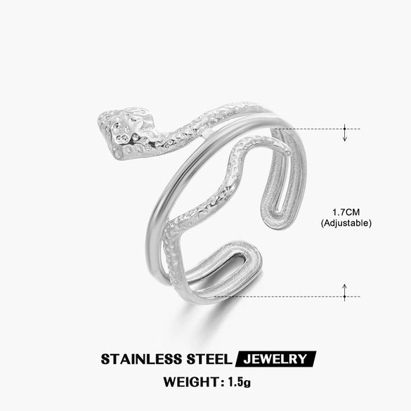 Wholesale Snake Ring Stainless Steel 18K Gold Plated Animals Zodiac Punk Style For Women