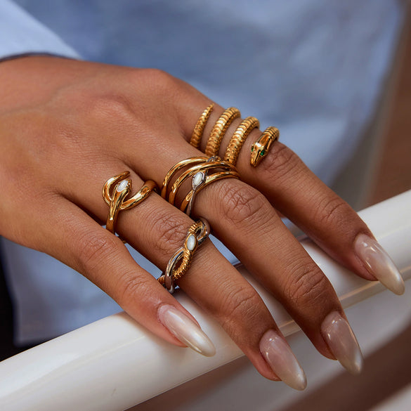 Wholesale Snake Ring Titanium Steel Animal Style Geometric Women's Jewelry Electroplated