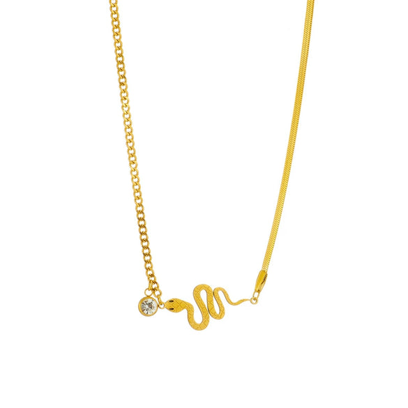 Wholesale Snake Shaped Exaggerated Titanium Steel Necklace For Girls With Electroplating And Niche Design Geometric Pattern
