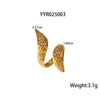 Wholesale Snake Shaped Opening Stainless Steel Personality Ring With Pvd Furnace Vacuum Real Gold Plating And Geometric Pattern
