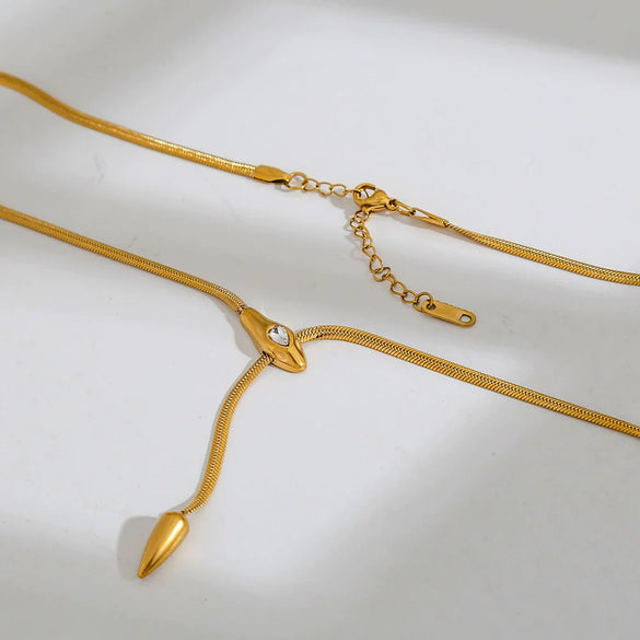 Wholesale Snake Zircon Necklace Stainless Steel Geometric Pattern Electroplated Snake Bone Chain Unisex Fashion Accessory