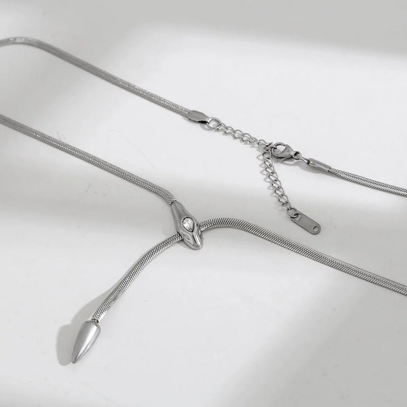 Wholesale Snake Zircon Necklace Stainless Steel Geometric Pattern Electroplated Snake Bone Chain Unisex Fashion Accessory