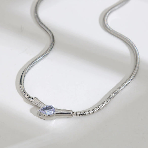 Wholesale Snake Zircon Necklace Stainless Steel Geometric Pattern Electroplated Snake Bone Chain Unisex Fashion Accessory