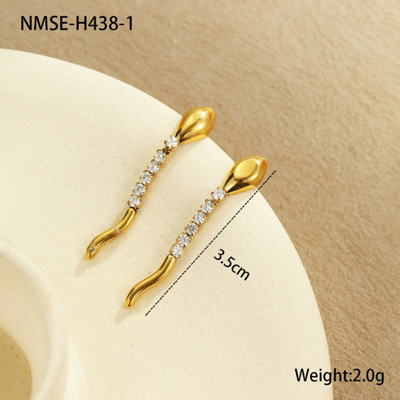 Wholesale Snake Zodiac Animal Style Stainless Steel 18K Electroplated Diamond Earrings And Necklace Set