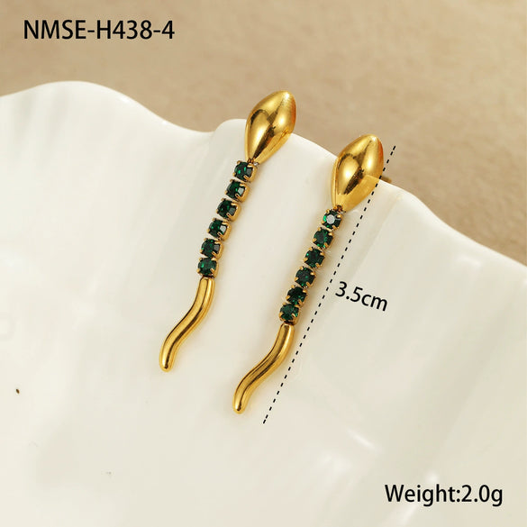 Wholesale Snake Zodiac Animal Style Stainless Steel 18K Electroplated Diamond Earrings And Necklace Set