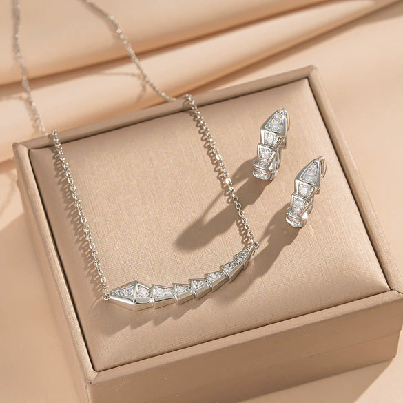 Wholesale Snakeshaped Titanium Steel And Environmentally Friendly Copper Necklace And Earrings Set For Women With Electroplating And Light Luxury Style