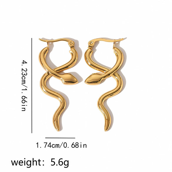 Wholesale Snakeshaped Titanium Steel And Stainless Steel Earrings For Women With Animal Pattern And Electroplating Treatment Personality Style
