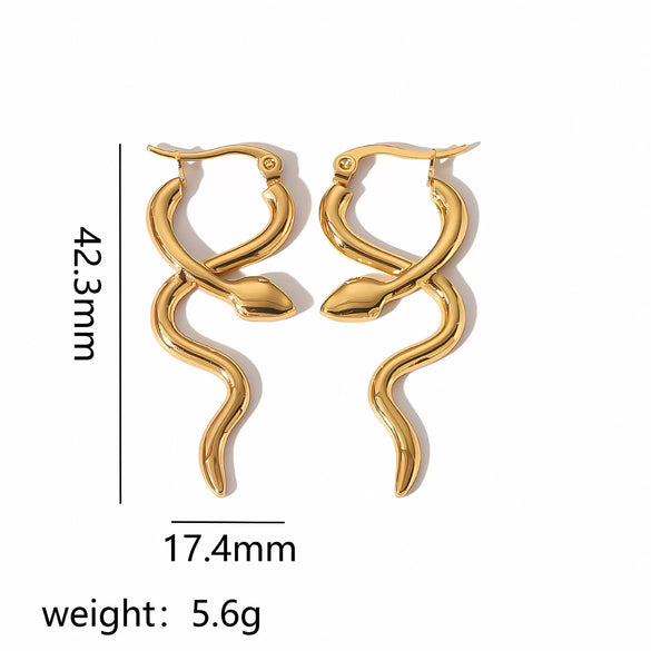 Wholesale Snakeshaped Titanium Steel And Stainless Steel Earrings For Women With Animal Pattern And Electroplating Treatment Personality Style