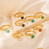 Wholesale Snakeshaped Titanium Steel Ring Inlaid With Color Natural Stone Electroplated Light Luxury For Ladies