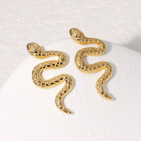 Wholesale Snakeshaped Titanium Steel Stud Earrings With Electroplating Punk And Niche Fashion Nonfading Unisex