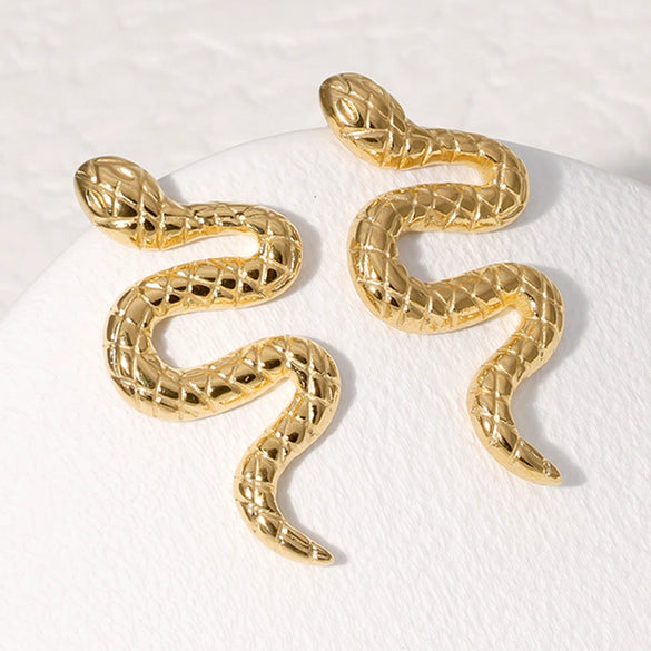 Wholesale Snakeshaped Titanium Steel Stud Earrings With Electroplating Punk And Niche Fashion Nonfading Unisex