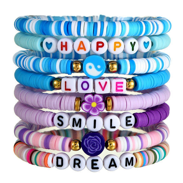 Wholesale Soft Clay Bracelet Set Geometric Polymer Ccb Handmade Unisex Friendship Couple Bracelet