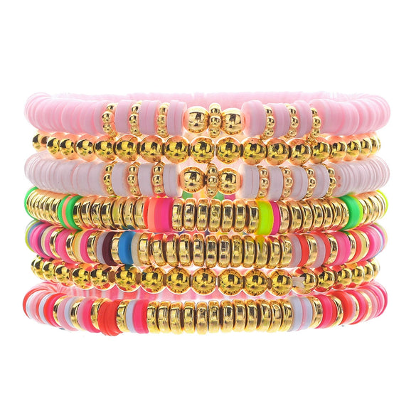 Wholesale Soft Clay Copper Beads Acrylic Geometric Handmade Unisex Bracelet
