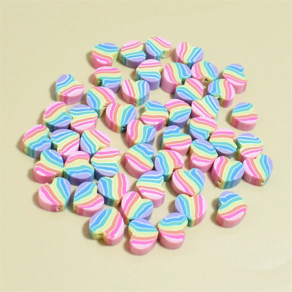 Wholesale Soft Polymer Clay Beads Heart Plum Blossom Five Pointed Star Mixed Diy Beaded Jewelry Accessories Loose Beads With Paint Design