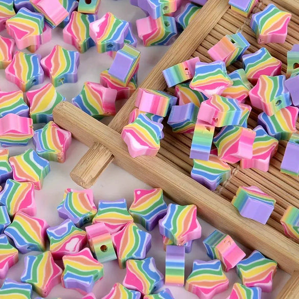 Wholesale Soft Polymer Clay Beads Heart Plum Blossom Five Pointed Star Mixed Diy Beaded Jewelry Accessories Loose Beads With Paint Design