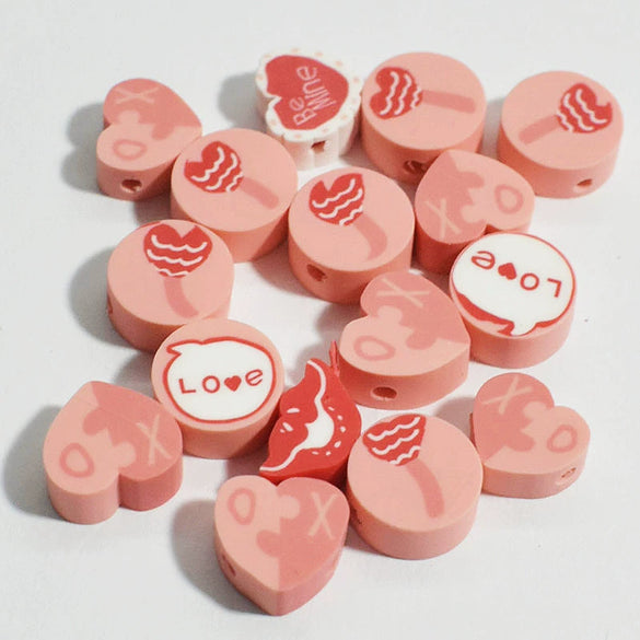 Wholesale Soft Pottery Beads Heart Shaped Mixed Colorful Gradient Diy Bracelet Beaded Jewelry Accessories With Baking Paint