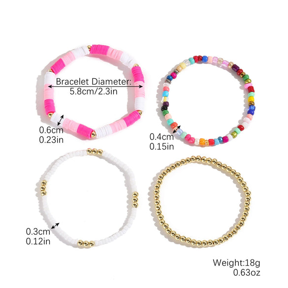 Wholesale Soft Pottery Bohemian Letter Beaded Bracelet For Women With Heart Star Geometric Patterns And Electroplating Treatment