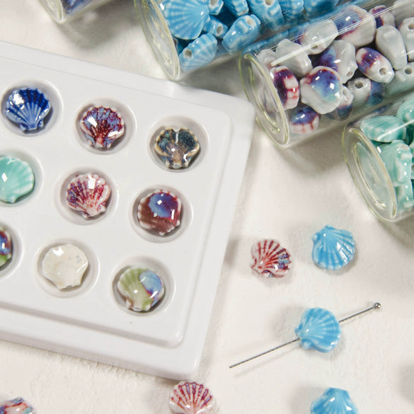 Wholesale Soft Pottery Fresh Shell Ceramic Scallop Loose Beads For Diy Jewelry Pendant Bracelet Accessories