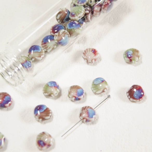 Wholesale Soft Pottery Fresh Shell Ceramic Scallop Loose Beads For Diy Jewelry Pendant Bracelet Accessories
