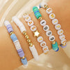 Wholesale Soft Pottery Stainless Steel Copper Beads Acrylic Handmade Friendship Letter Geometric Bracelet