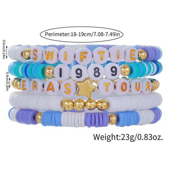 Wholesale Soft Pottery Stainless Steel Copper Beads Acrylic Handmade Friendship Letter Geometric Bracelet