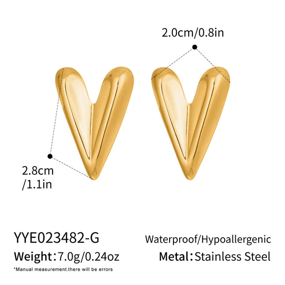 Wholesale Sophisticated Heart Shape Gold Plated Stainless Steel Earrings For Women