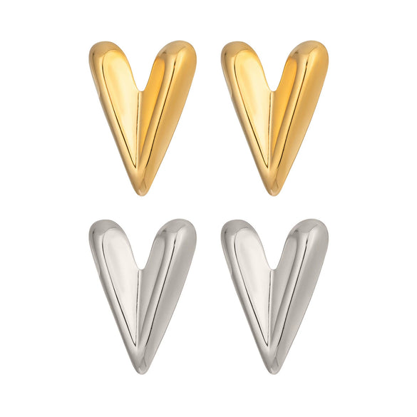 Wholesale Sophisticated Heart Shape Gold Plated Stainless Steel Earrings For Women