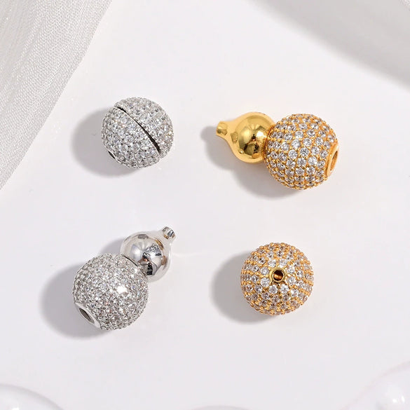 Wholesale Spacer Bead S925 Sterling Silver Gourd Shape Zirconia Inlaid