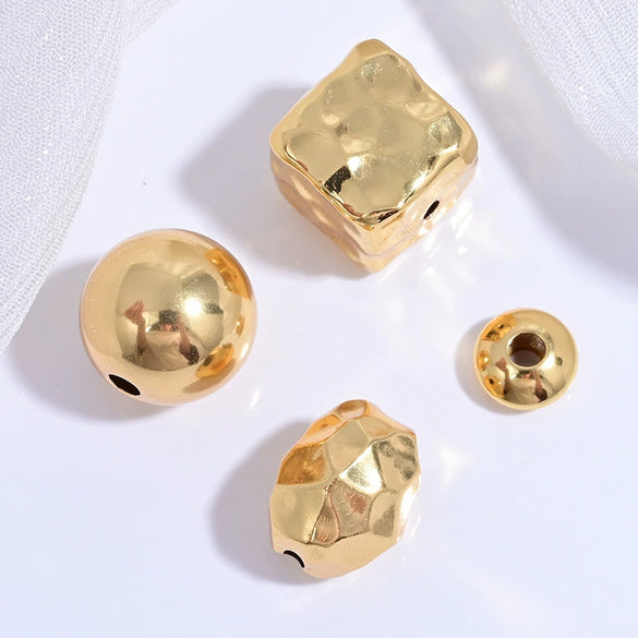Wholesale Spacer Beads Silver Retro Hammer Pattern Square Oval Eggshaped For Diy Bracelet Necklace Electroplating