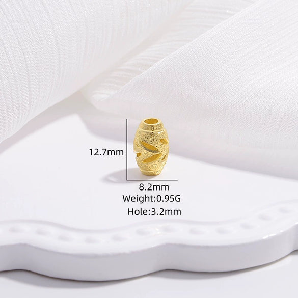 Wholesale Spacer Beads 925 Sterling Silver Frosted Stars Gold Coin Pattern Transfer Hollow Carved Round Vintage Electroplated