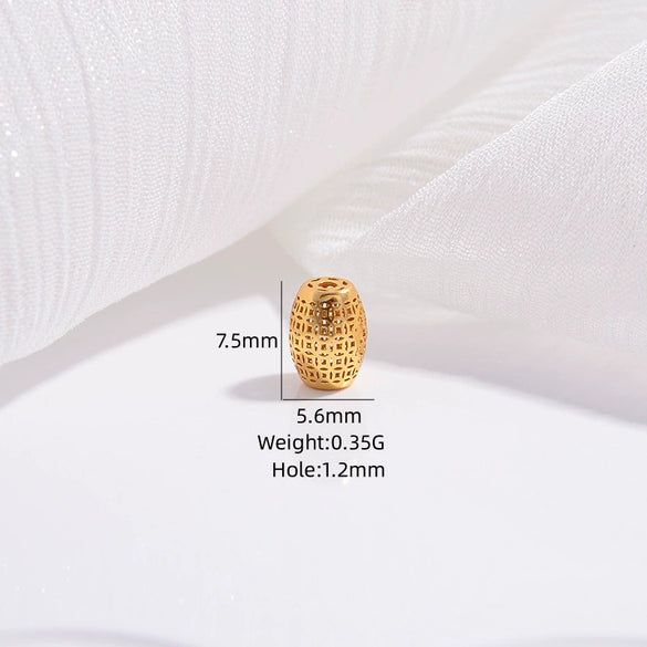 Wholesale Spacer Beads 925 Sterling Silver Frosted Stars Gold Coin Pattern Transfer Hollow Carved Round Vintage Electroplated