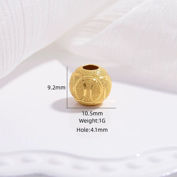 Wholesale Spacer Beads 925 Sterling Silver Frosted Stars Gold Coin Pattern Transfer Hollow Carved Round Vintage Electroplated