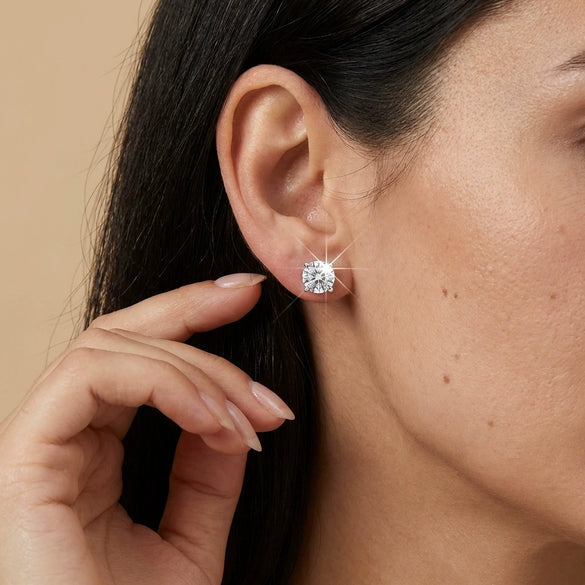 Wholesale Sparkling Zircon Minimalist Geometric Copper Electroplated Unisex Earrings