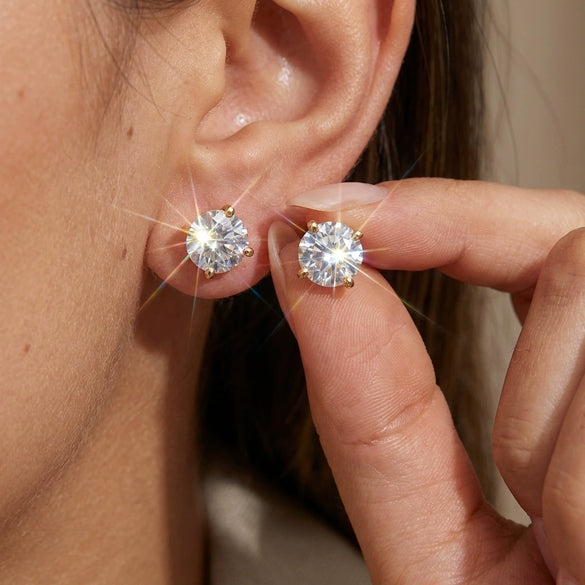 Wholesale Sparkling Zircon Minimalist Geometric Copper Electroplated Unisex Earrings