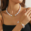 Wholesale Special Shaped Baroque Imitation Pearl Necklace And Bracelet Jewelry Set With Marine Life Pattern And Electroplating Process