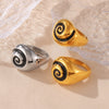 Wholesale Spiral Pattern Oil Drop 316L Stainless Steel 18K Gold Plated Finger Ring For Women Retro Simple Geometric Style
