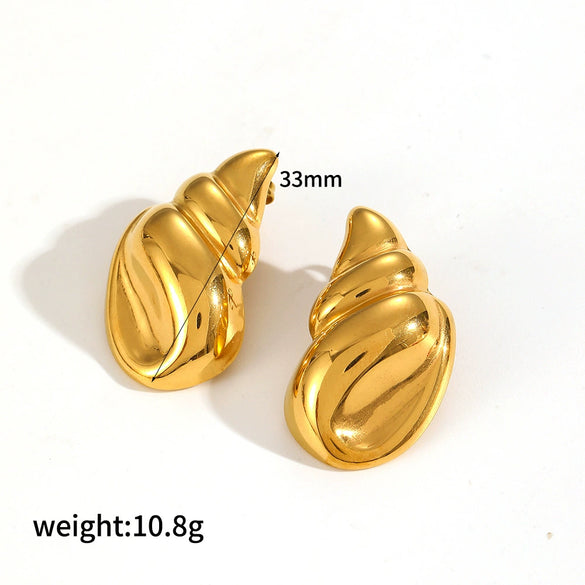 Wholesale Spiral Titanium Steel And Stainless Steel Earrings With 18K Gold Electroplated Drop Shape Design For Women