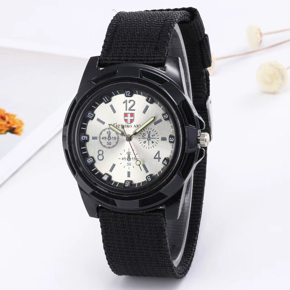 Wholesale Sports Military Watch With Alloy Case Textile Strap Stainless Steel Buckle And Round Dial