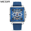Wholesale Sports Quartz Multifunction Chronograph Men's Watch Alloy Case Silicone Strap Stainless Steel Buckle Square Shape Waterproof Luminous